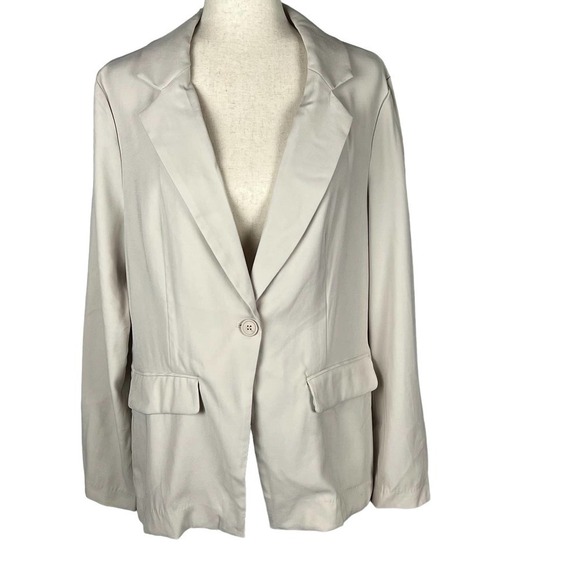 PHILOSOPHY ONE BUTTON CAREER BLAZER JACKET IN CREAM‎ NWT WOMEN'S SIZE LARGE - Picture 1 of 14